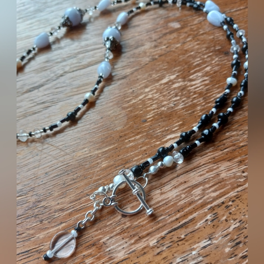 Handmade Blue Lace Agate Crystal Beaded Necklace!!!!! - Picture 5 of 8